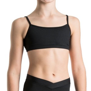 Black Kids' Bloch Dielle Straight Front Crop Tops | USQAV75377