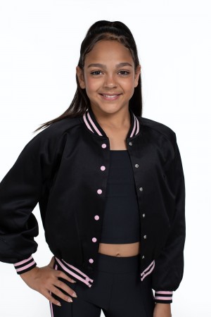 Black Kids' Bloch Flo Active Rizzo Bomber Jacket Tops | QUSWA73326