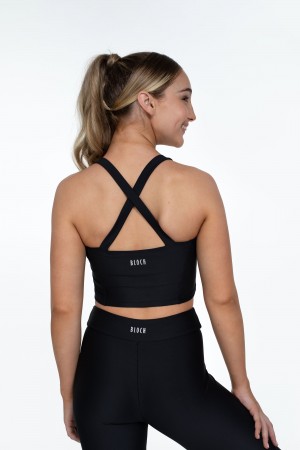 Black Kids' Bloch Flo Active Shelby Seamed Cross Back Tops | EUSVG94336