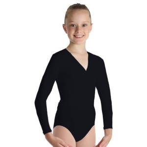 Black Kids' Bloch Overture Crossover Long Sleeve Wrap Tops | USJKU80164