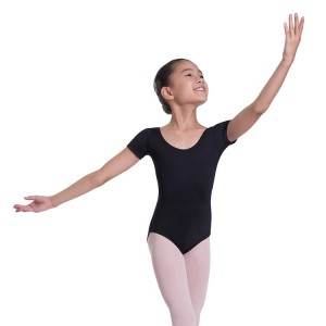 Black Kids' Bloch Overture Olisia Short Sleeve Leotards | USJVR24195