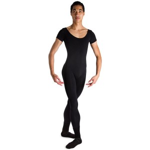 Black Men's Bloch Matt Scoop Neck Cap Sleeve Unitards | USEGJ91608