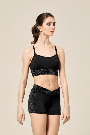 Black Women's Bloch Avianna Animal Printed Mesh Racer Back Tops | USCVG30409