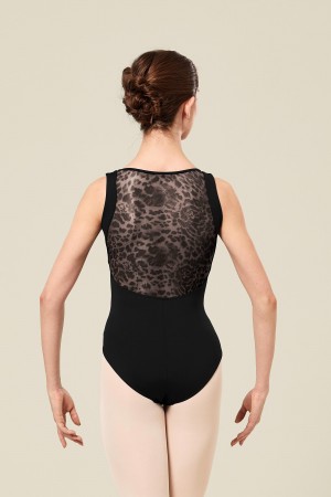 Black Women's Bloch Olimpia Animal Printed Mesh Tank Leotards | UUSTG92678