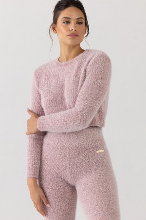 Dusty Pink Women's Bloch Popcorn Stitch Long Sleeve Knitwear | PUSER22998