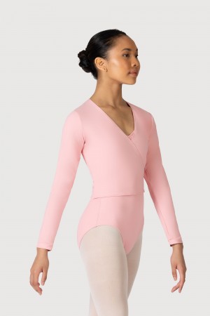 French Rose Women's Bloch Overture Crossover Long Sleeve Wrap Tops | EUSHC52169