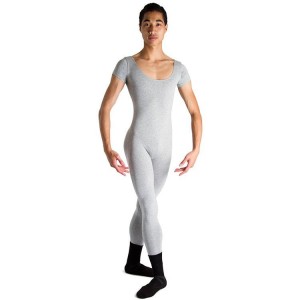 Grey Marle Men's Bloch Matt Scoop Neck Cap Sleeve Unitards | DUSKV12164