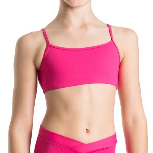 Hot Pink Kids' Bloch Dielle Straight Front Crop Tops | XUSGW87888