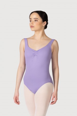 Lilac Women's Bloch Cecilie Gathered Tank Leotards | USICD37074