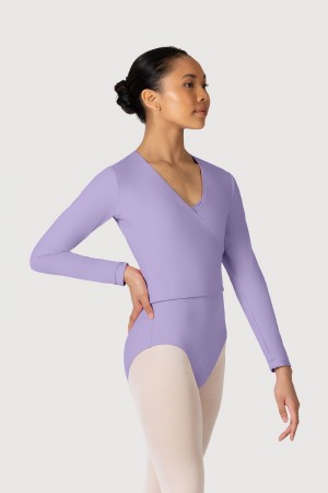 Lilac Women's Bloch Overture Crossover Long Sleeve Wrap Tops | BUSSD19199