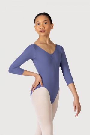 Lunar Women's Bloch Microlux™ Nona Gathered Front & Back Sleeve Leotards | XUSBH80590