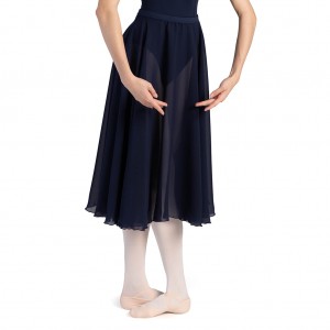 Navy Women's Bloch Cambria Full Circle Chiffon Skirts | DUSVO54394