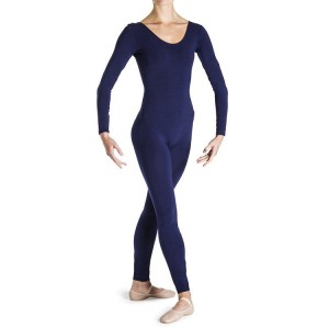 Navy Women's Bloch Eugene Long Sleeve Scoop Unitards | USNEJ67896