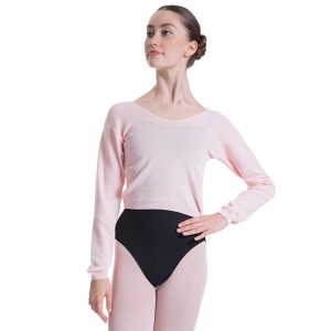 Pink Women's Bloch Overt Cropped Long Sleeve Sweater Tops | YUSGT68656