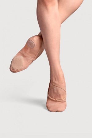 Pink Women's Bloch Perfectus Canvas Split Sole Ballet Flats | BUSSD33569