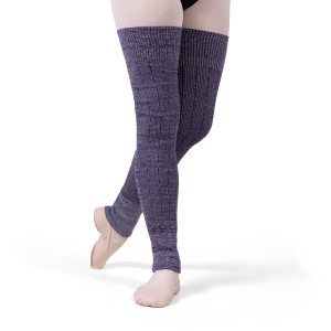 Purple/Silver Men's Bloch Knit Long Ribbed Legwarmers Knitwear | DUSVO45465