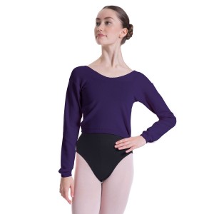 Purple Women's Bloch Overt Cropped Long Sleeve Womens Sweater Knitwear | DUSVO26829