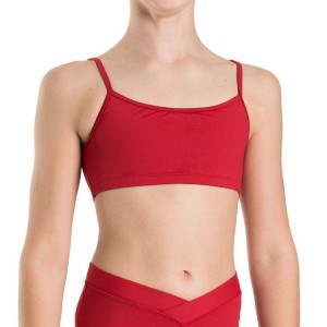 Red Kids' Bloch Dielle Straight Front Crop Tops | LUSTR84228