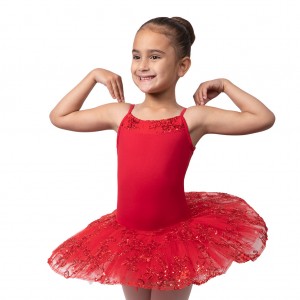 Red Kids' Bloch Perlaida Sequin Overlay Dress | QUSUV72729