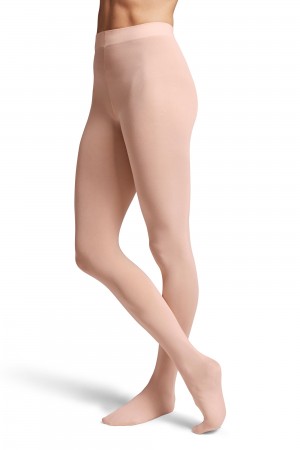 Salmon Pink Women's Bloch Contoursoft Footed Tight | XUSBH59298