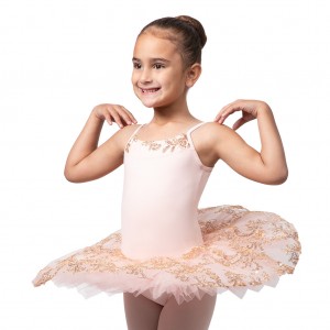 Shell Pink Kids' Bloch Perlaida' Sequin Overlay Tutu Leotards | YUSGT65590