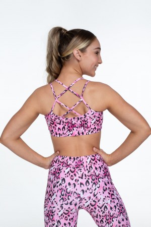 Sketch Leopard Kids' Bloch Flo Active Remi Criss Cross Back Bra Tops | TUSWZ85807