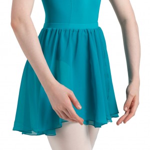 Teal Women's Bloch Chezanne Chiffon Mock Wrap Skirts | GUSUC18039