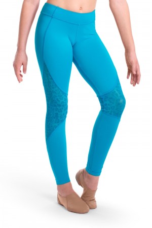 Turquoise Kids' Bloch Asher Animal Printed Mesh Panelled Full Length Tight Bottoms | USJVR66157