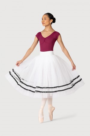 White/Black Women's Bloch Giselle Ribbon Romantic ½ Tutu Skirts | BUSSD58064