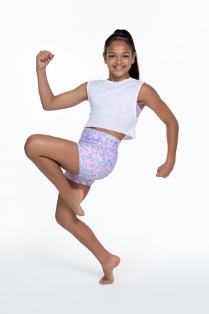 White Kids' Bloch Flo Active Crop Muscle Tops | USZDE35829