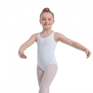 White Kids' Bloch Overture Oona Scoop Neck Tank Leotards | FUSUI49721