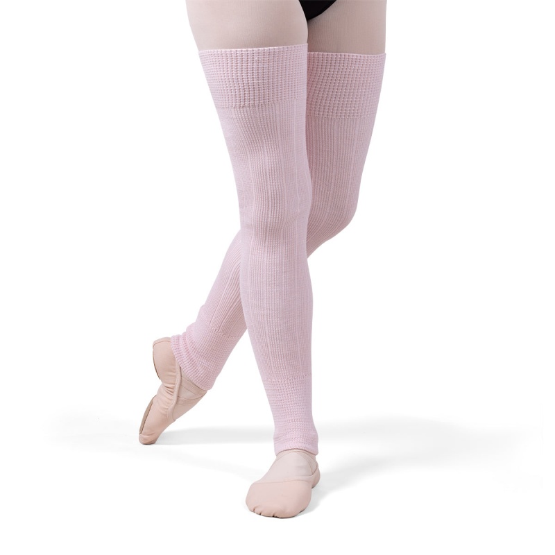 Baby Pink/White Women\'s Bloch X Knit Long Ribbed Legwarmers Knitwear | USJBT50831