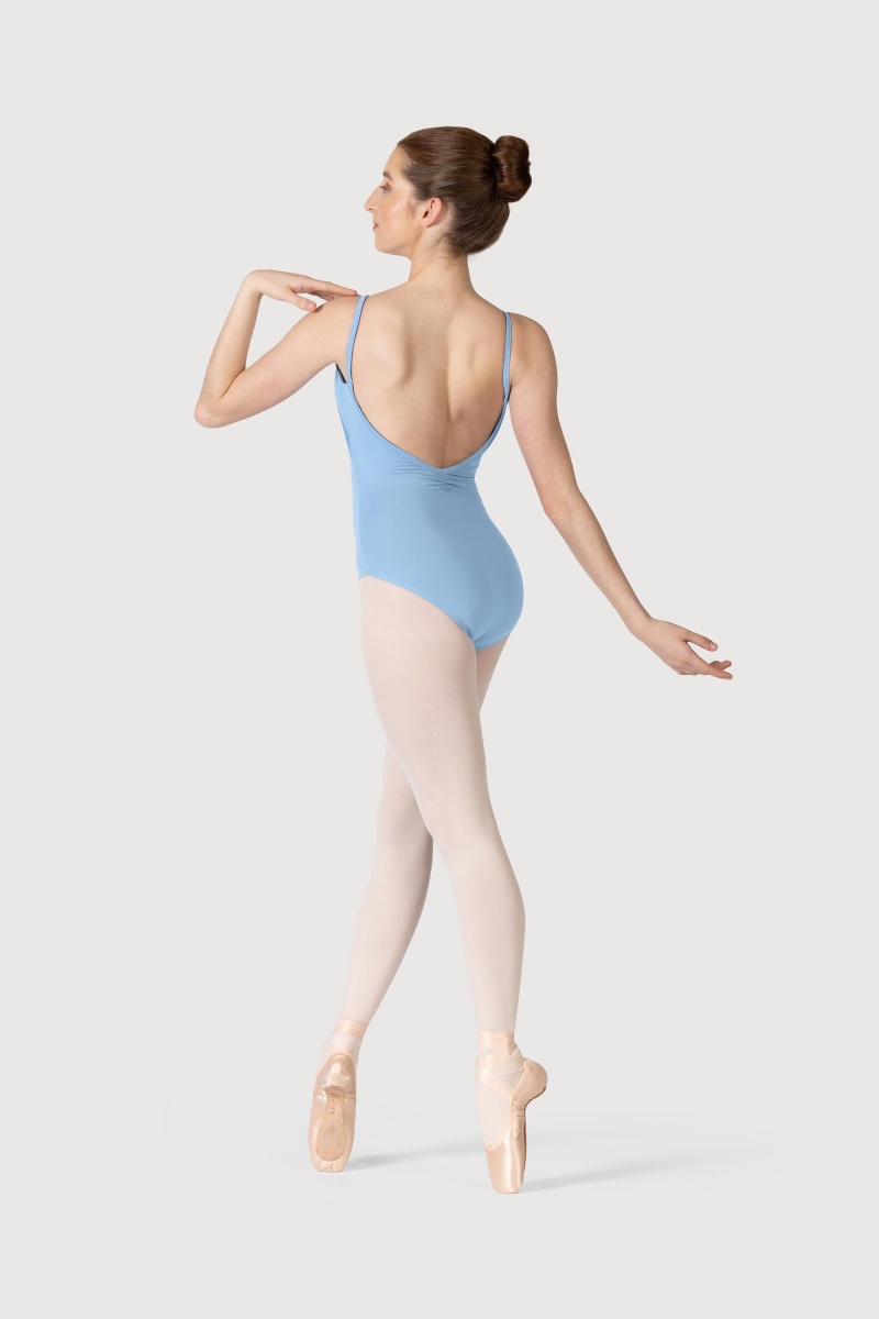 Ballet Blue Kids' Bloch Microlux™ Cherie Princess Cami Gathered Front & Back Leotards | QUSWA28769