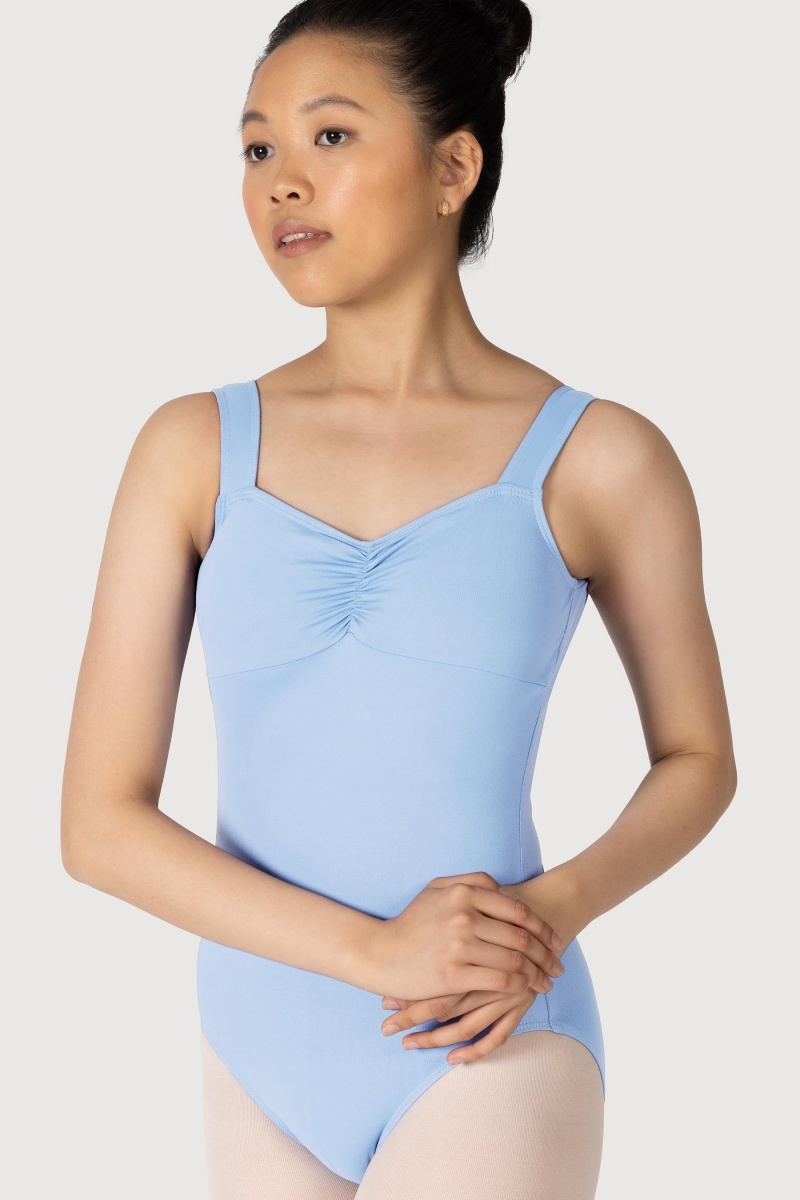 Ballet Blue Women's Bloch Microlux™ Gayleena Empire Gathered Front Wide Strap Leotards | USEAH39472