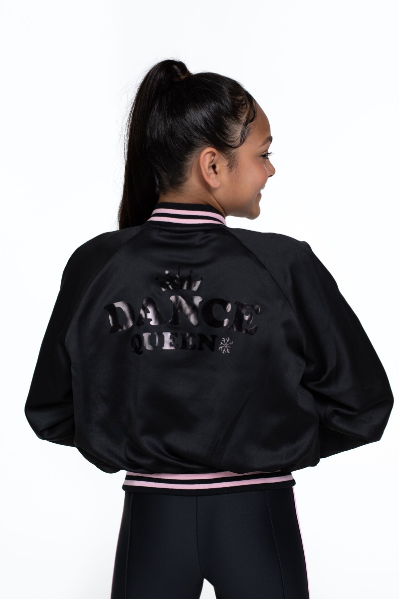 Black Kids' Bloch Flo Active Rizzo Bomber Jacket Tops | QUSWA73326