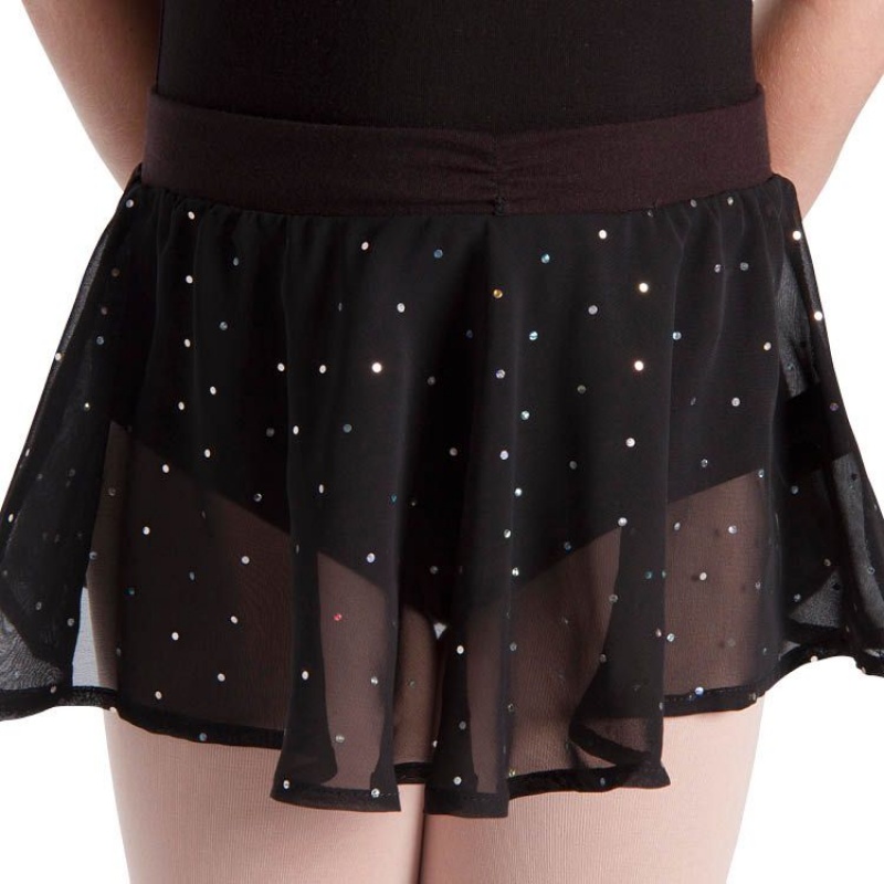 Black Kids' Bloch Olesia Sequin Spotted Skirts | DUSKV84132