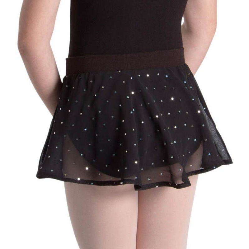 Black Kids' Bloch Olesia Sequin Spotted Skirts | DUSKV84132