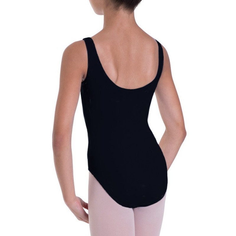 Black Kids' Bloch Overture Odetta Sleeveless Pleat Leotards | FUSHY56129