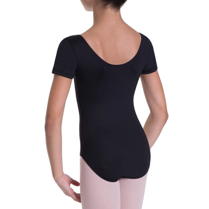 Black Kids' Bloch Overture Olisia Short Sleeve Leotards | USJVR24195