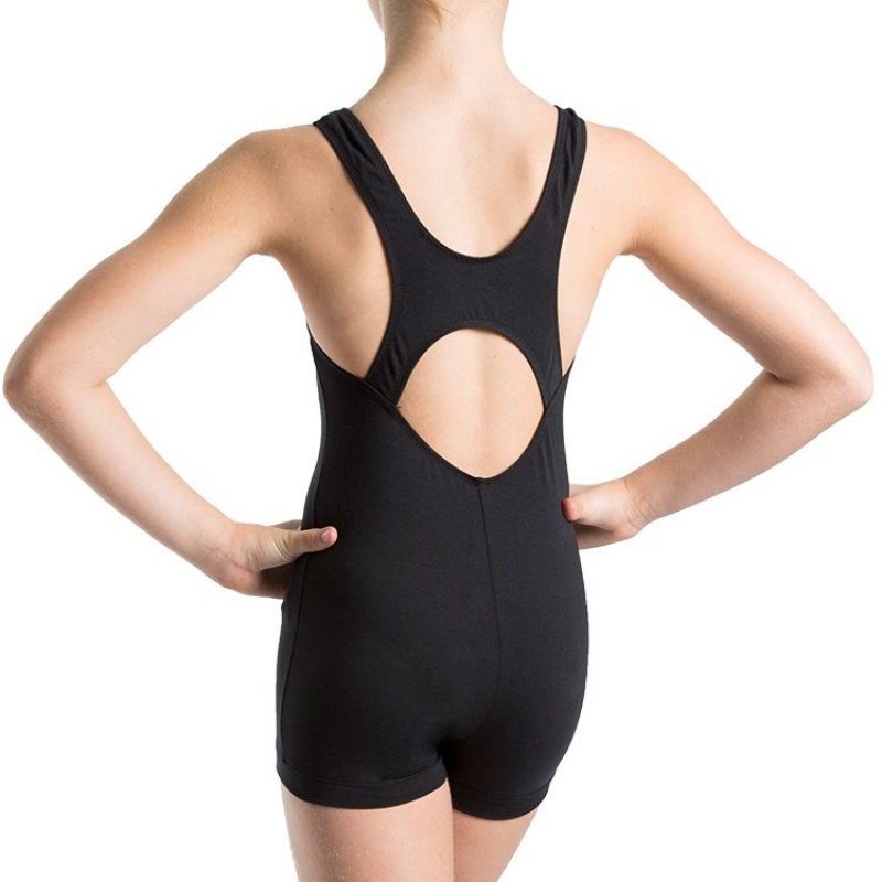 Black Kids' Bloch Toni Cut Out Tomboy Unitards | USXMI12524