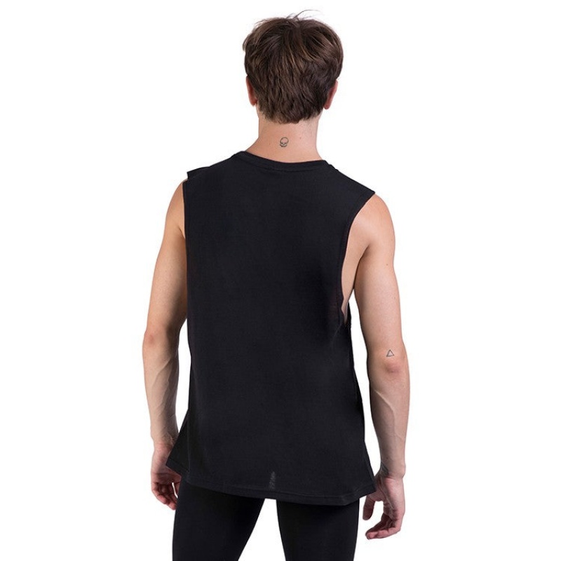 Black Men's Bloch Harris Relaxed Drop Arm Muscle Tops | QUSWA29057