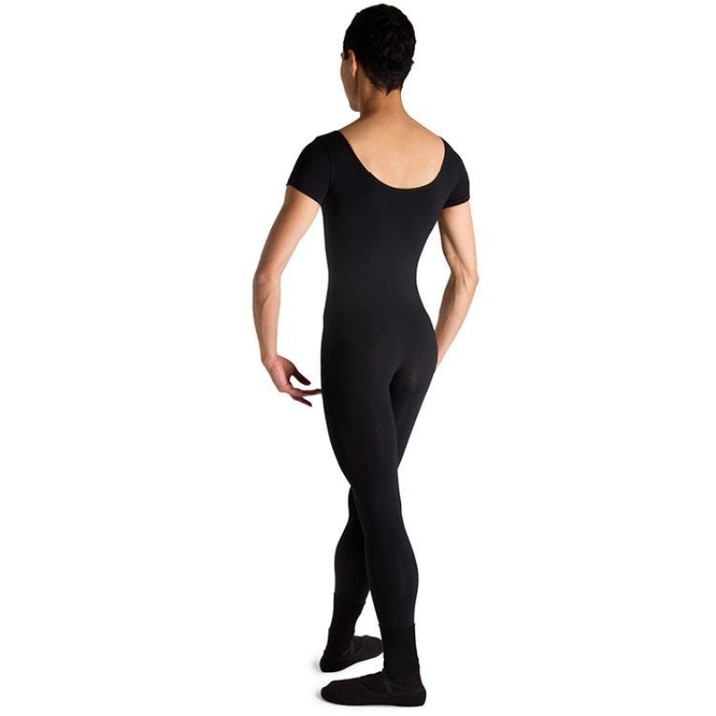 Black Men's Bloch Matt Scoop Neck Cap Sleeve Unitards | USEGJ91608