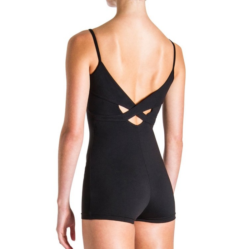 Black Women's Bloch Bloem Woven Cross Back Tomboy Unitards | UUSND70900