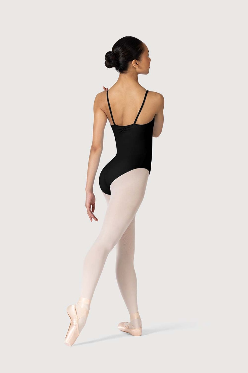 Black Women's Bloch Claudette Gathered Cami Leotards | DUSVO97291