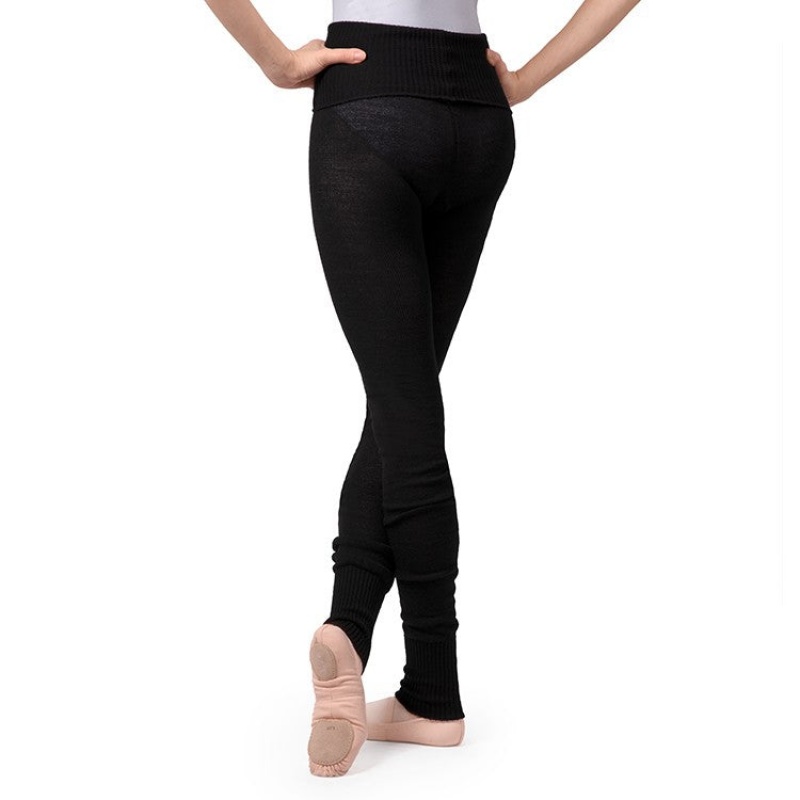 Black Women's Bloch Full Length Roll Waist Womens Warmup Pant Knitwear | UUSND94491