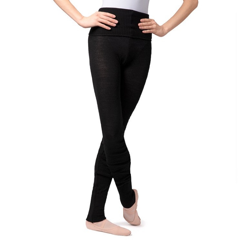 Black Women\'s Bloch Full Length Roll Waist Womens Warmup Pant Knitwear | UUSND94491