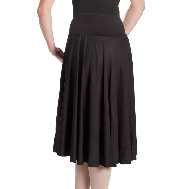 Black Women's Bloch Mirella Brianna Knee Length Circle Skirts | EUSVG71172