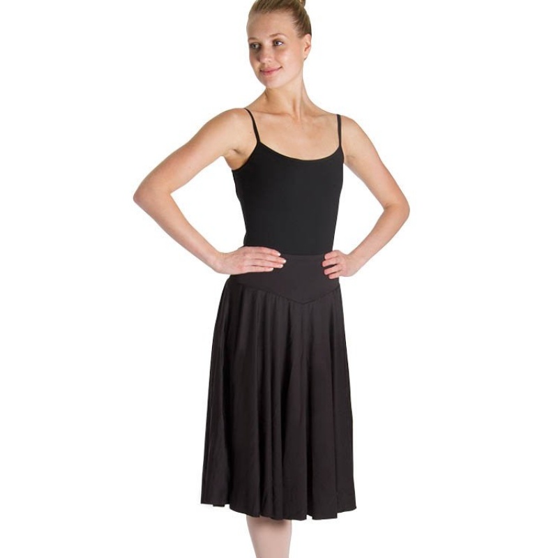 Black Women's Bloch Mirella Brianna Knee Length Circle Skirts | EUSVG71172