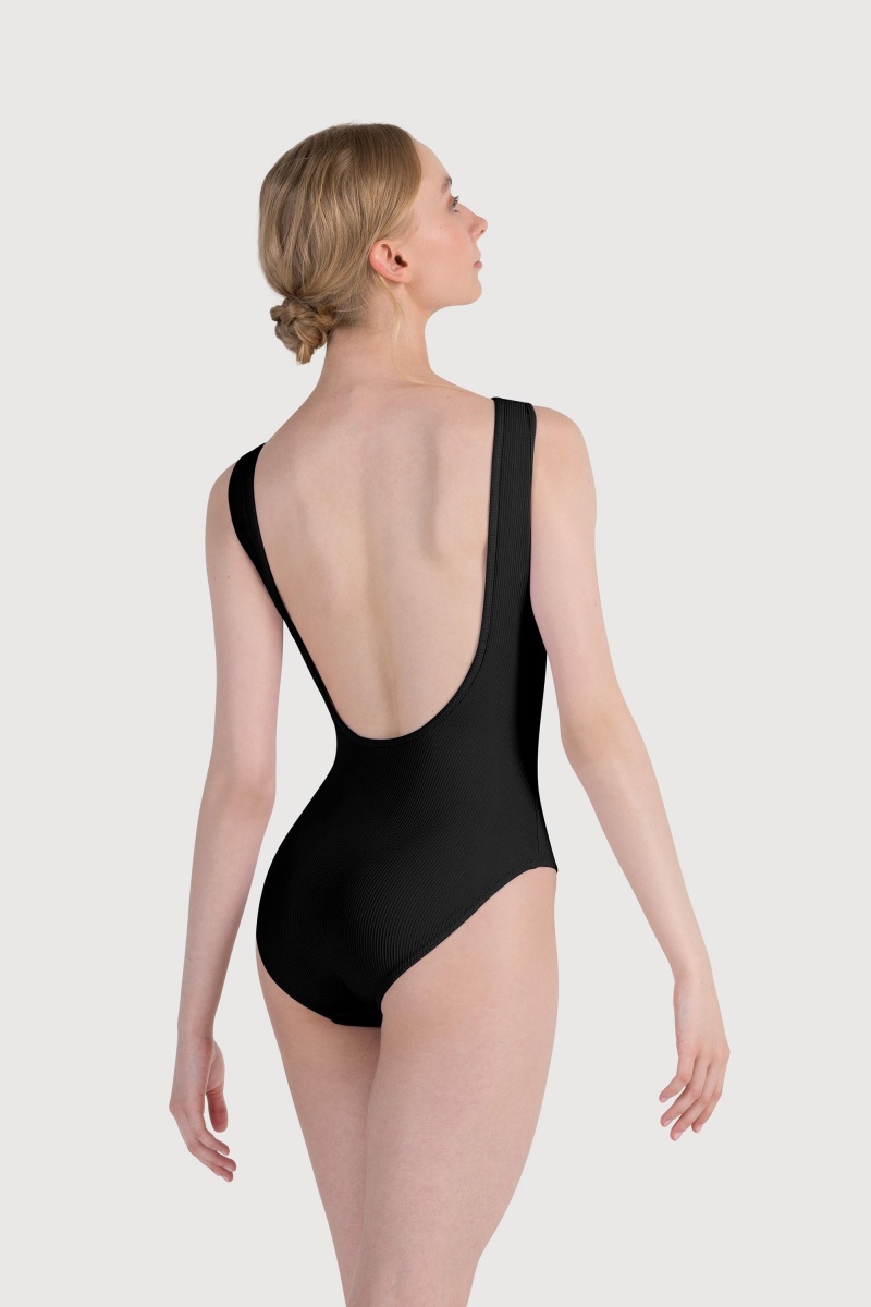 Black Women's Bloch Reyna Boat Neck Rib Leotards | QUSWA78818