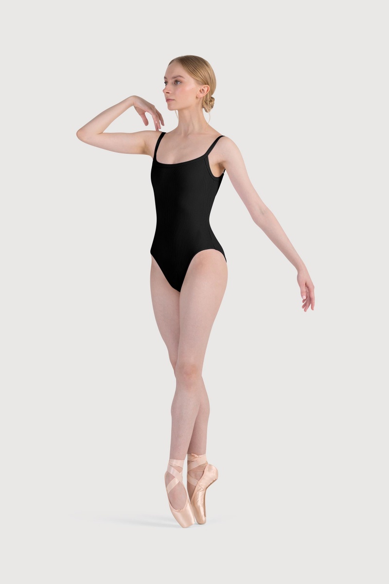 Black Women's Bloch Rubee Scoop Rib Cami Leotards | PUSER48753